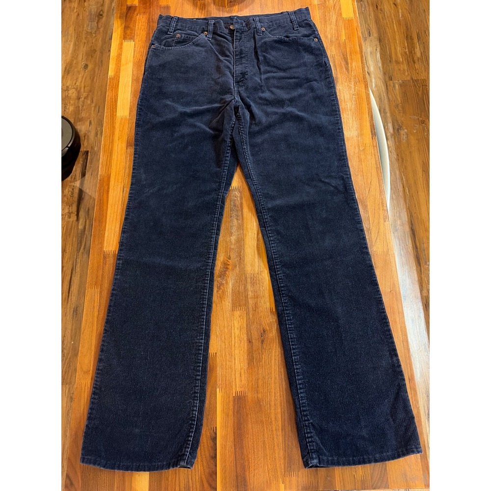 Vintage Levis 517 Corduroy Pants Mens 36x34 Navy Blue Bootcut Made in USA 1988